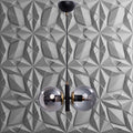 Lustre suspension double globe noir mat et laiton verre fumé IP40