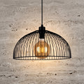 Lustre cage géométrique industriel noir Ø24 cm