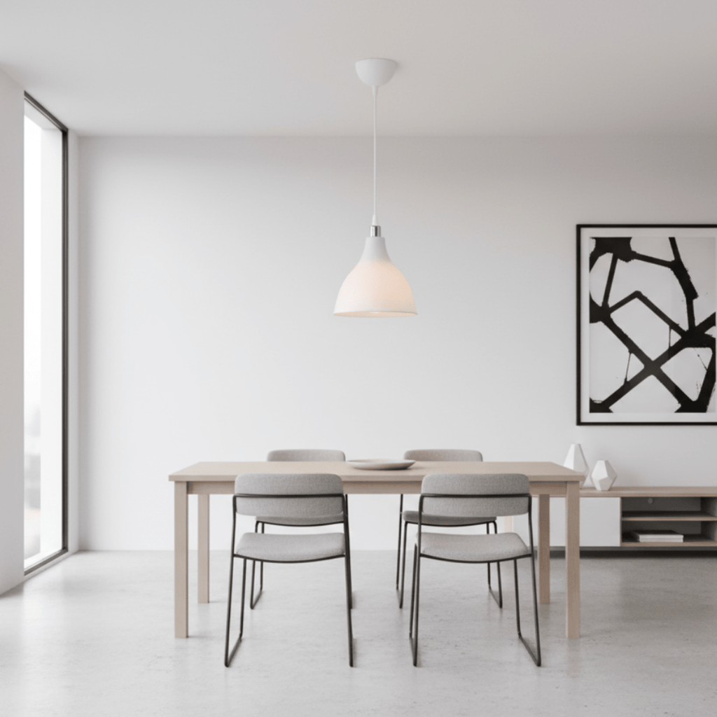 Lustre blanc dans un appartement moderne et contemporain