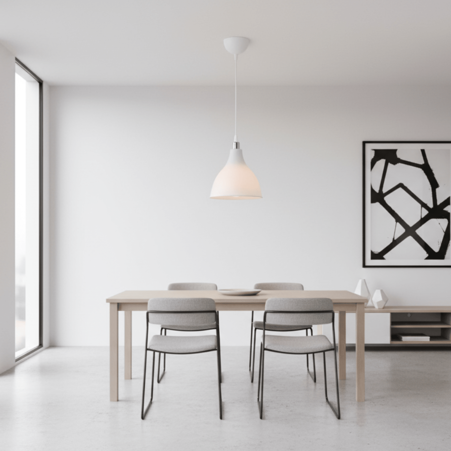Lustre blanc dans un appartement moderne et contemporain