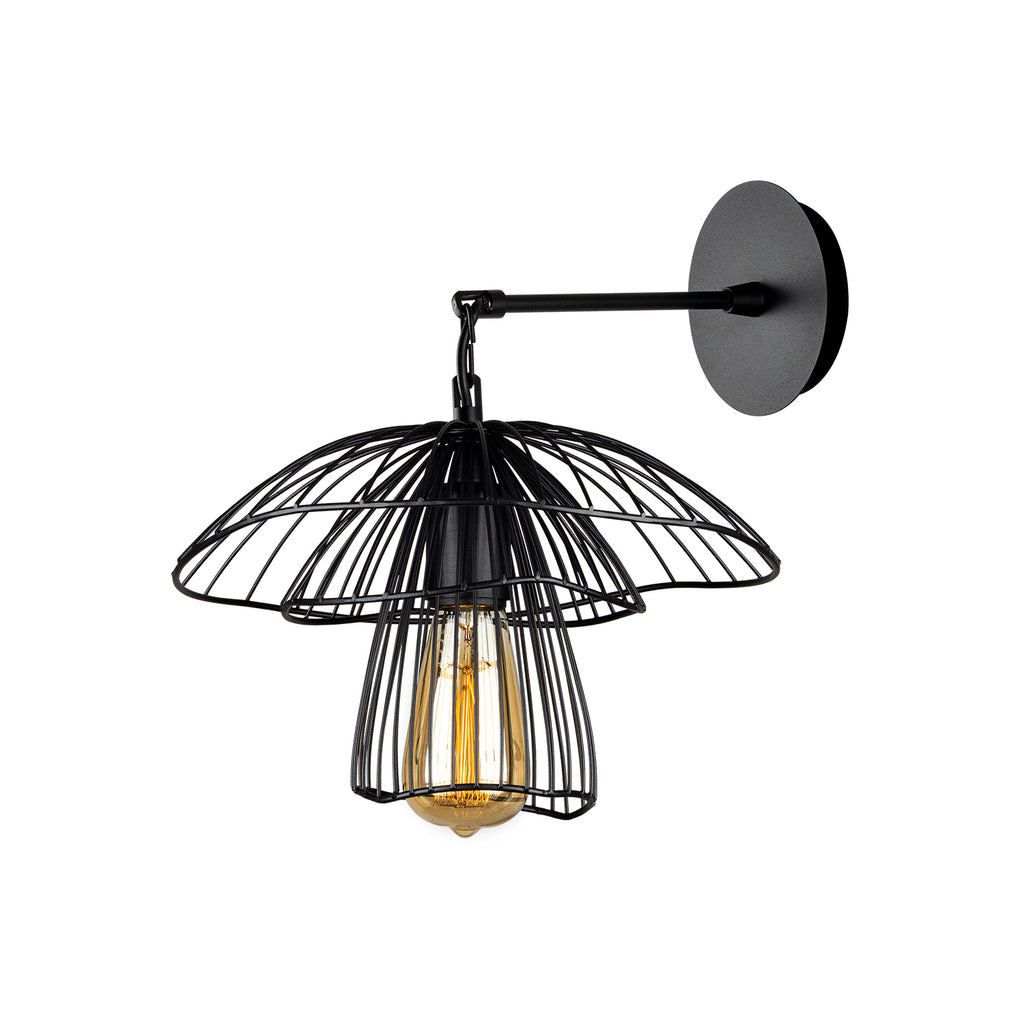 Applique murale champignon cage métal noir design unique 37x36cm