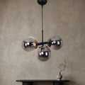 Suspension 3 globes fumé noir mat et laiton design moderne IP40