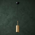 Lustre cylindrique doré et noir Ø9 cm design moderne