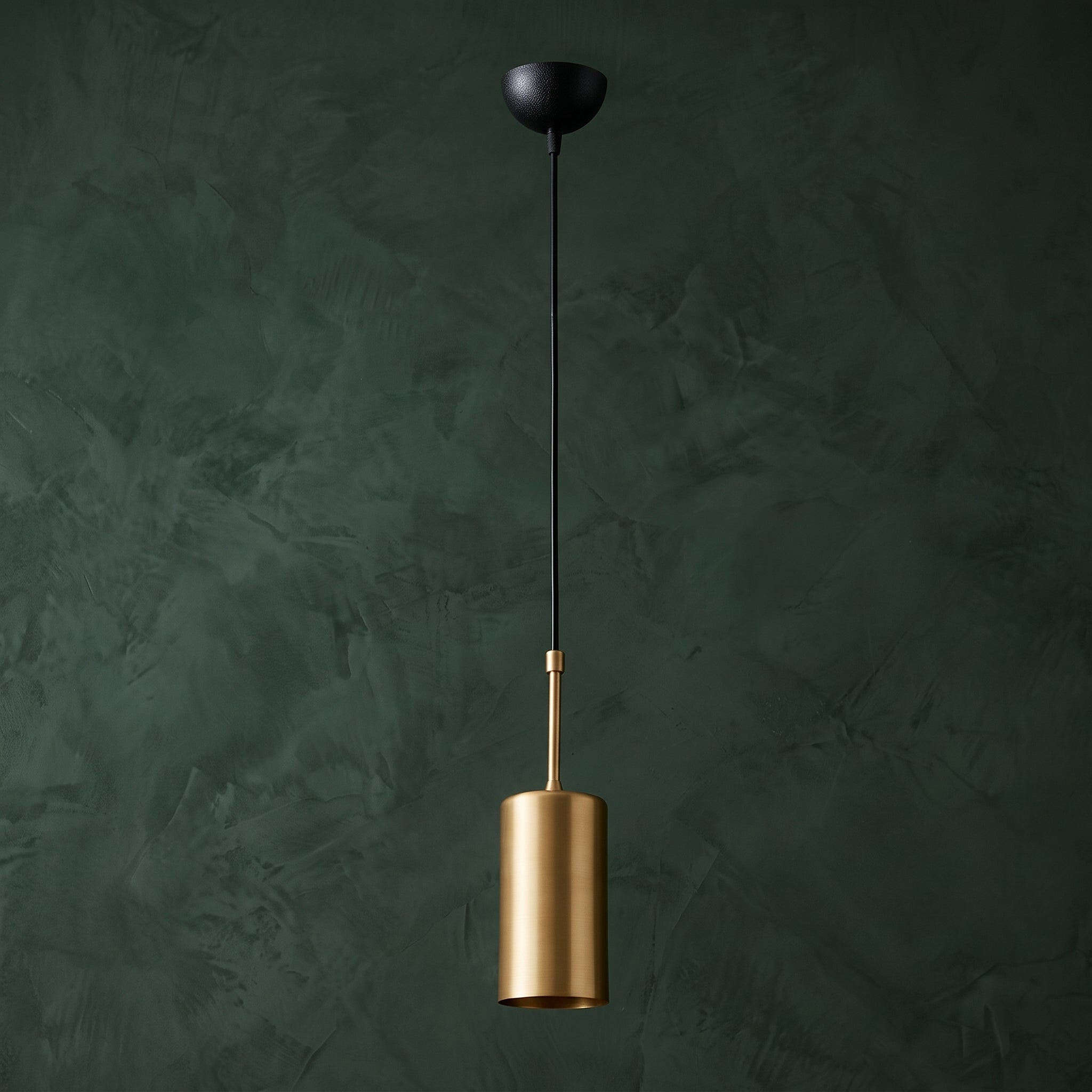 Lustre cylindrique doré et noir Ø9 cm design moderne
