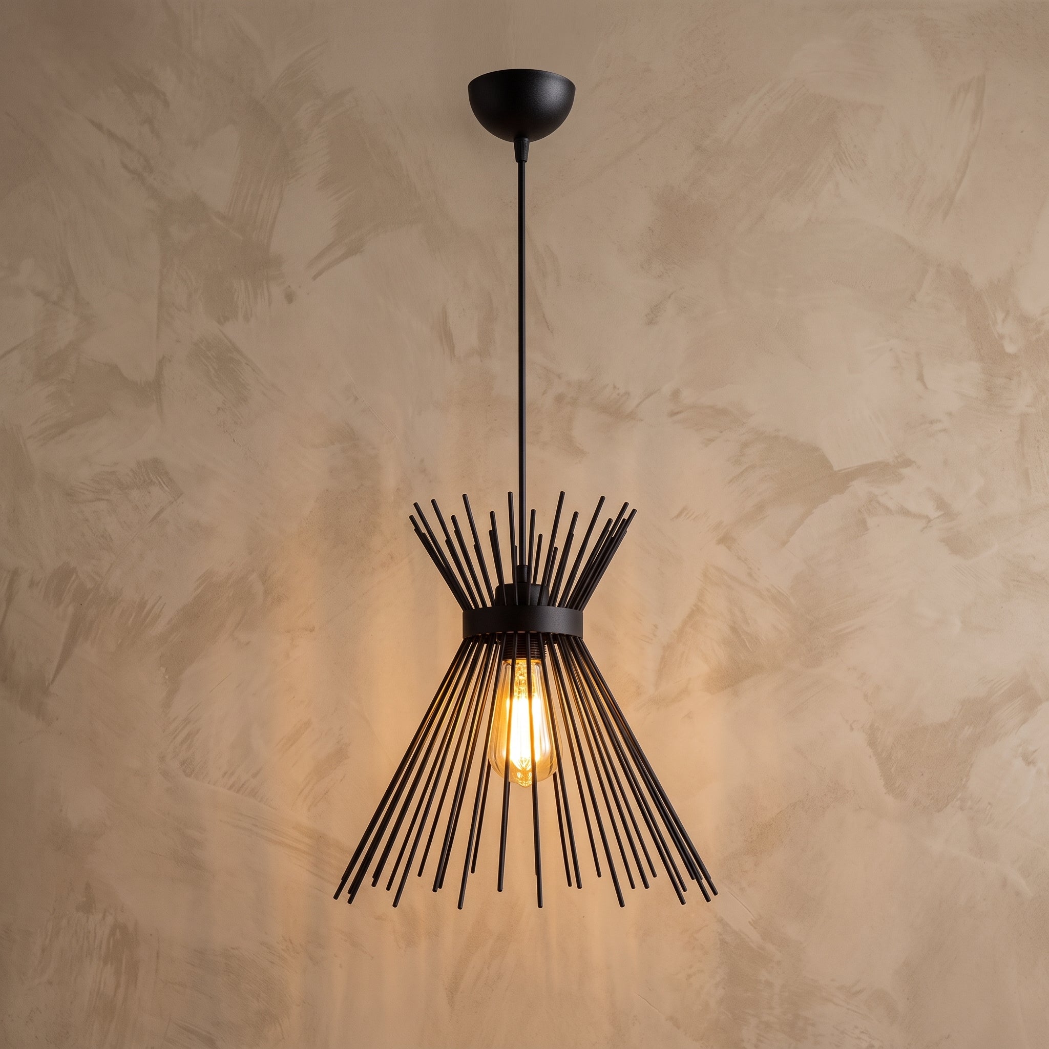 Lustre rayons métalliques noirs en étoile Ø34 cm