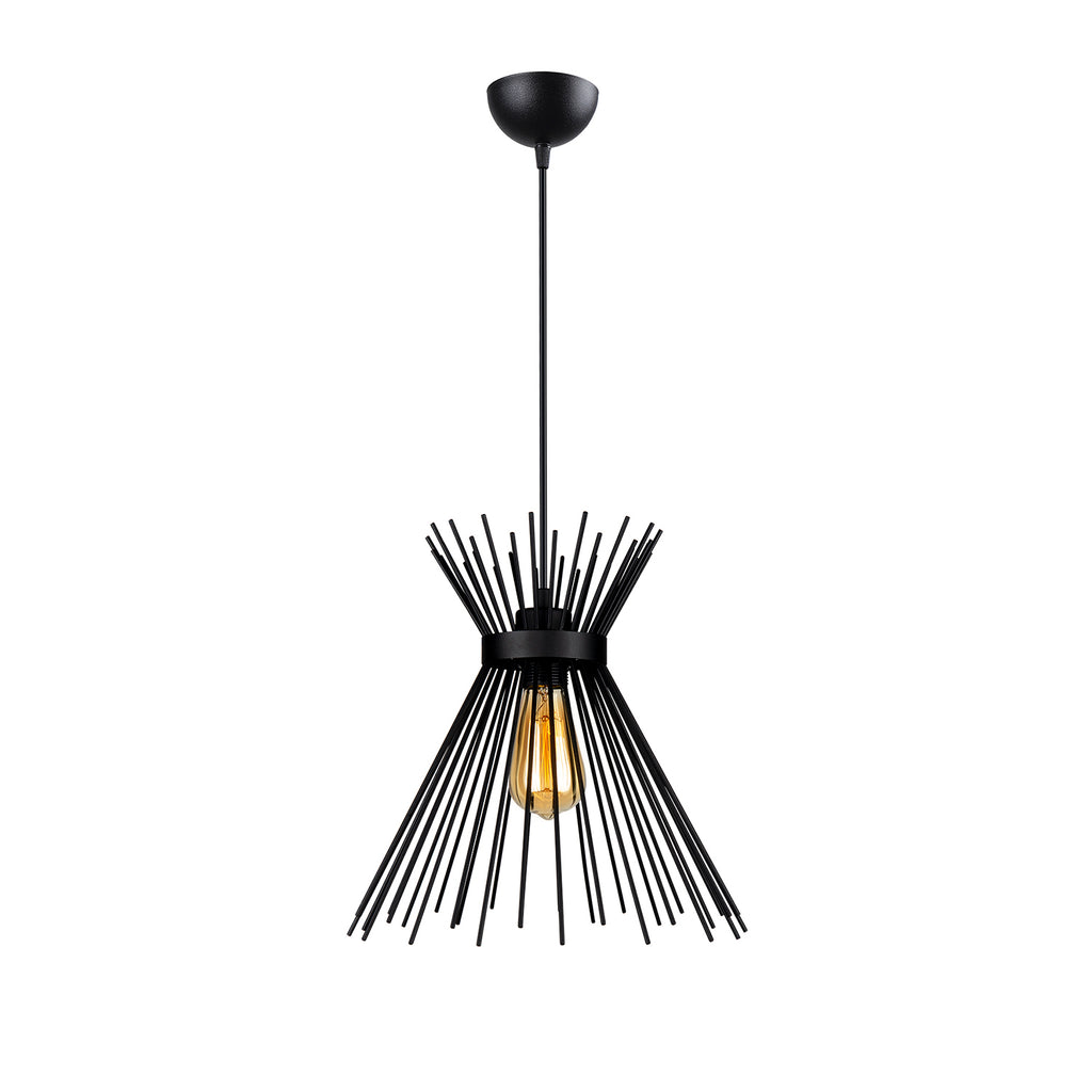 Lustre Suspendu - Design Rayons Métalliques Noir