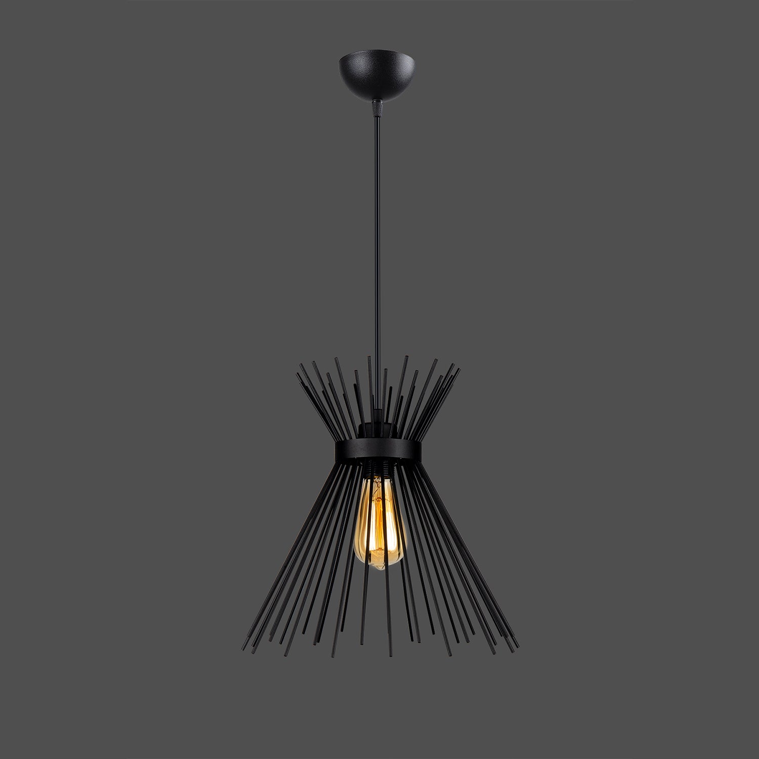 Lustre Suspendu - Design Rayons Métalliques Noir