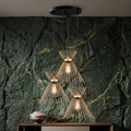 Lustre triple starburst doré en cascade design moderne