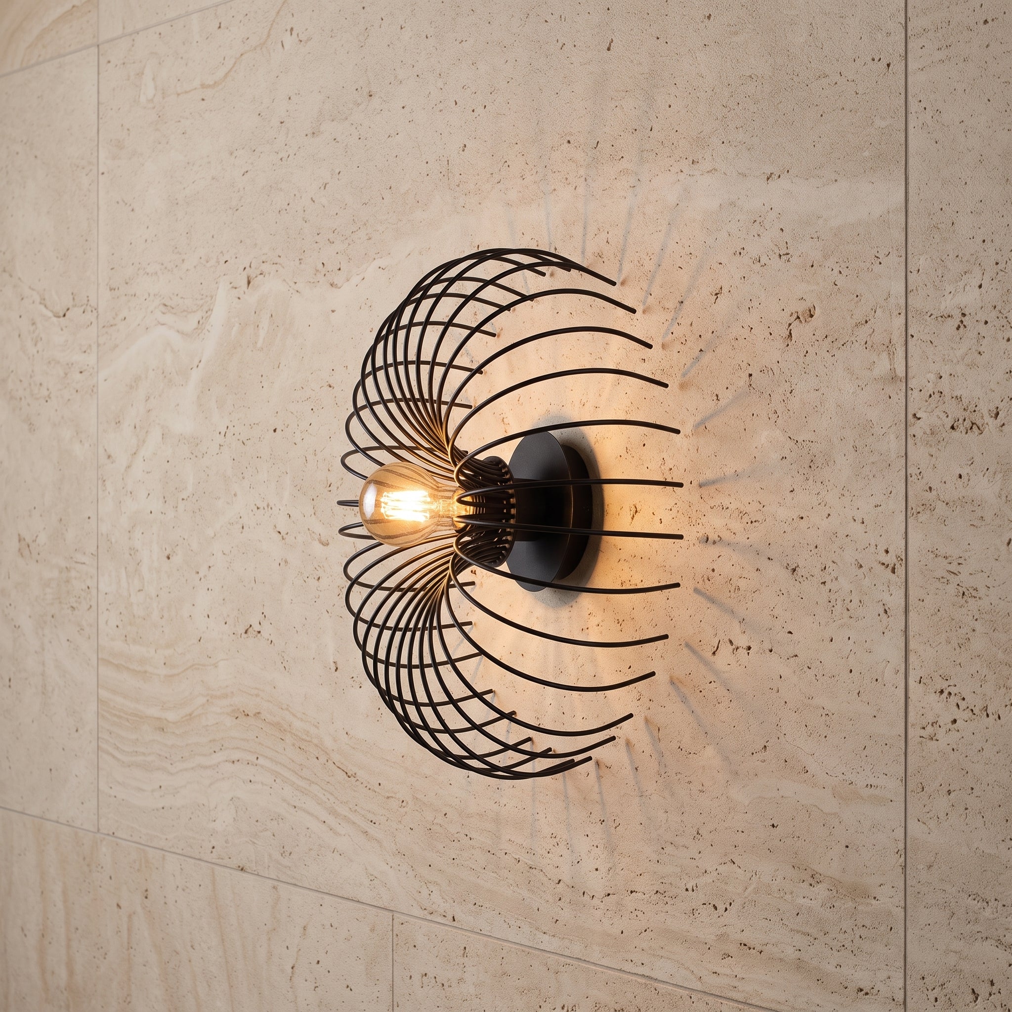 Plafonnier cage spirale métal noir Ø38 cm design moderne