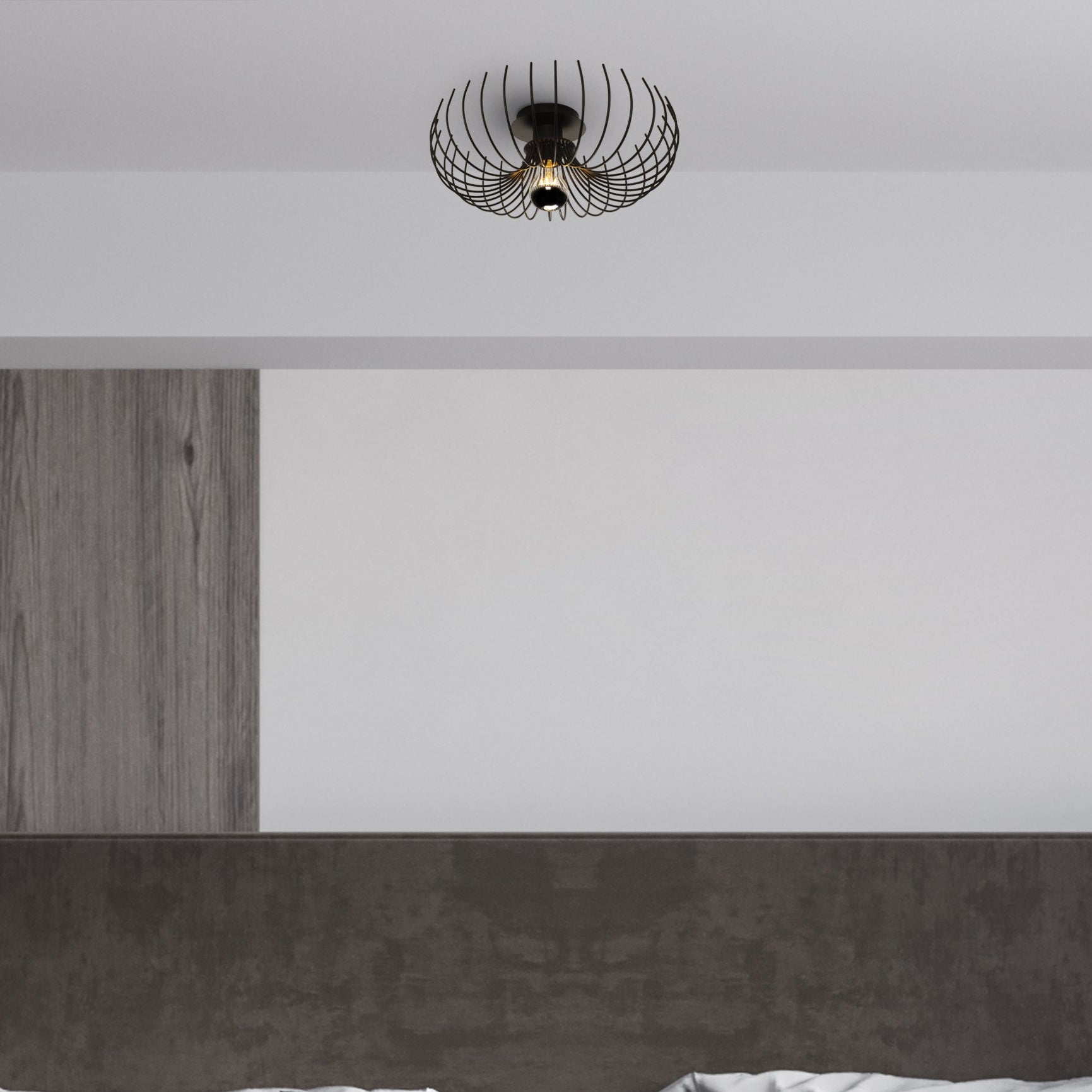 Plafonnier Design Cage Métal Noir