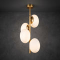 Lustre suspendu 4 globes laiton doré design moderne