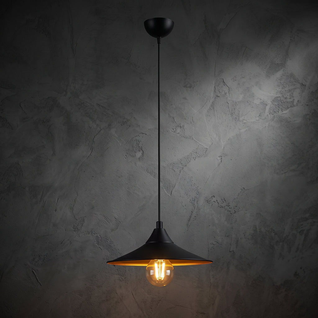 Lustre noir et or design industriel Ø24,5 cm