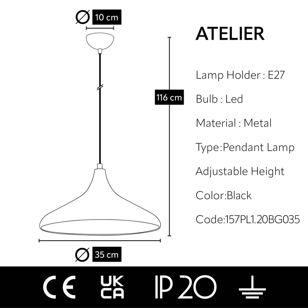 Lustre Suspendu Atelier Noir et Or - Design Industriel