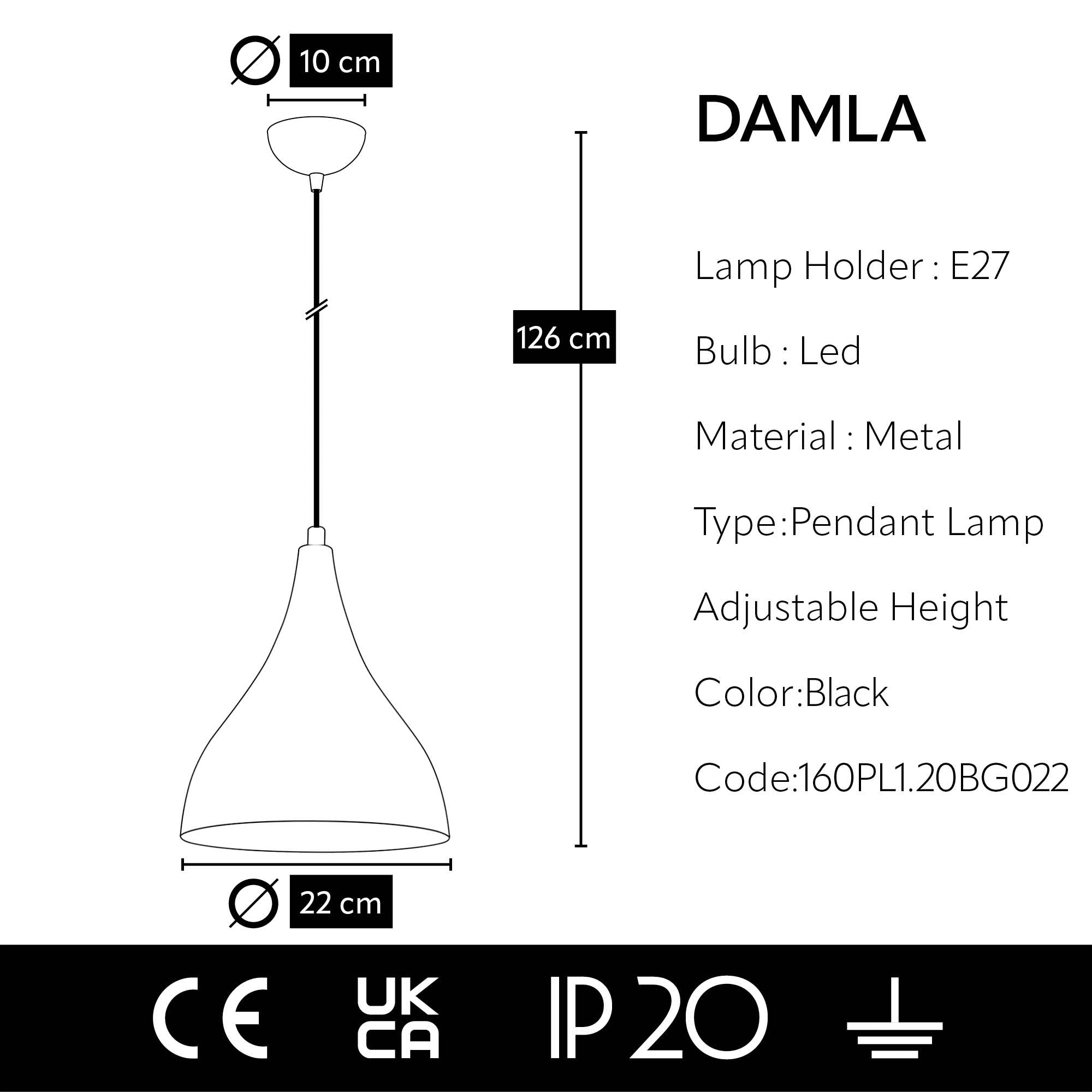 Lustre Suspendu Noir et Or - Design Moderne Goutte