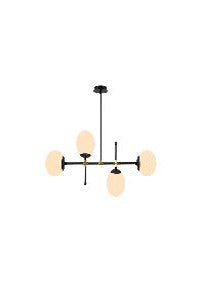 Lustre moderne 4 globes opalin structure noir 92x57cm 4xE27