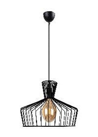 Lustre Suspendu Industriel Cage Fil de Fer Noir - Design Vintage
