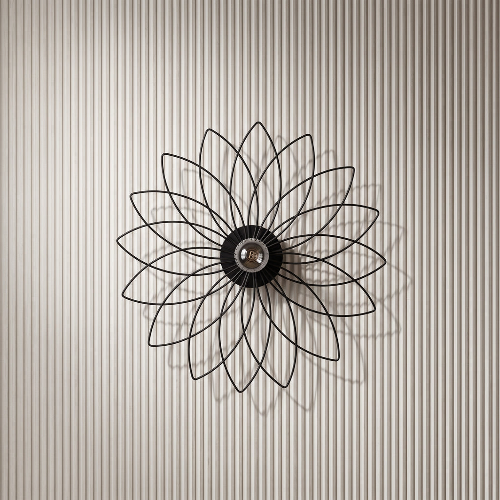 Applique murale fleur de lotus métal noir Ø52 cm
