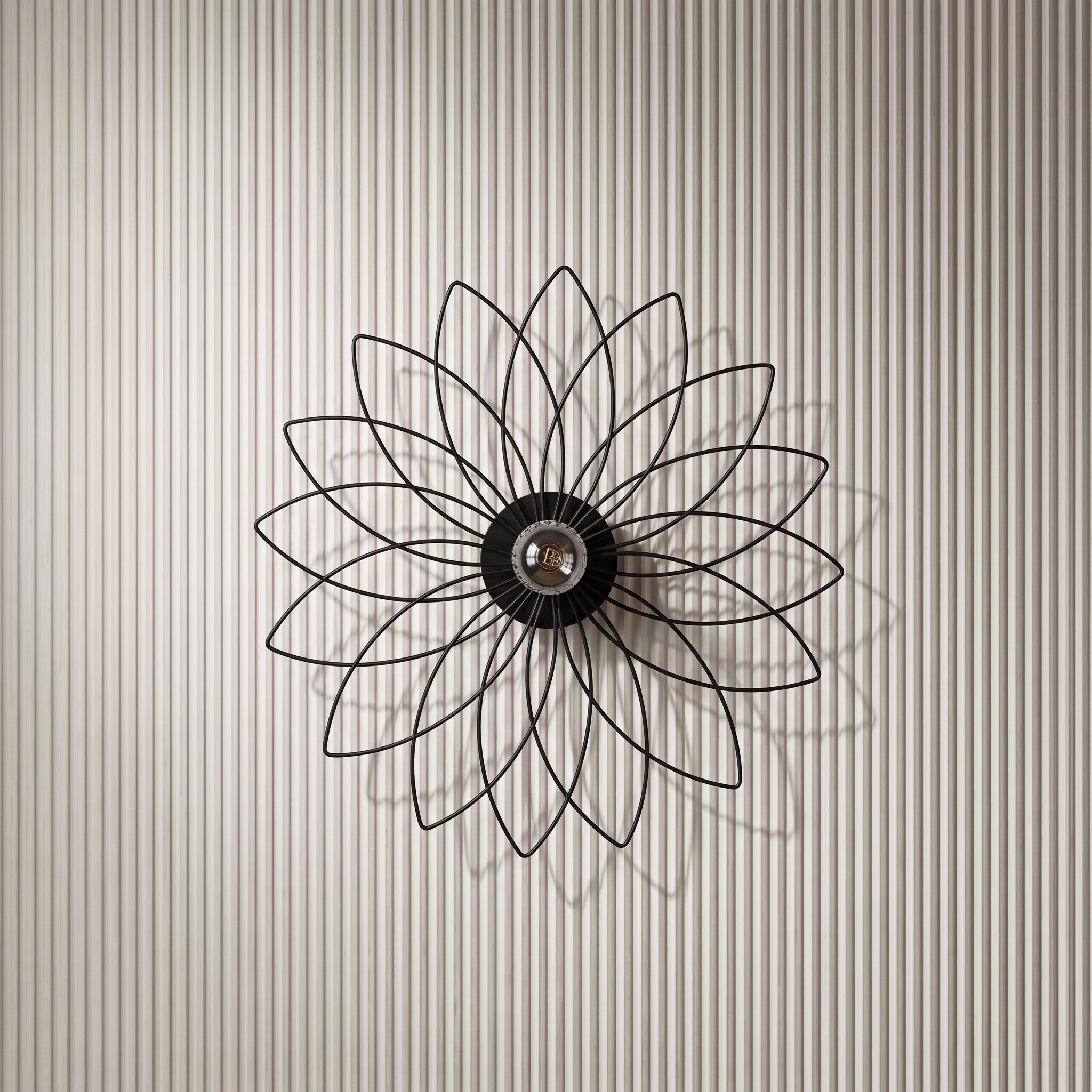 Applique murale fleur de lotus métal noir Ø52 cm