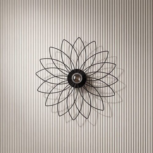 Applique murale fleur de lotus métal noir Ø52 cm