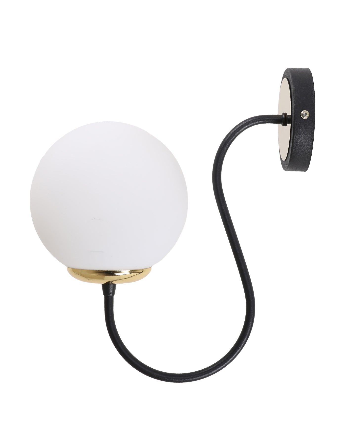 Applique murale globe blanc opalin noir mat et laiton