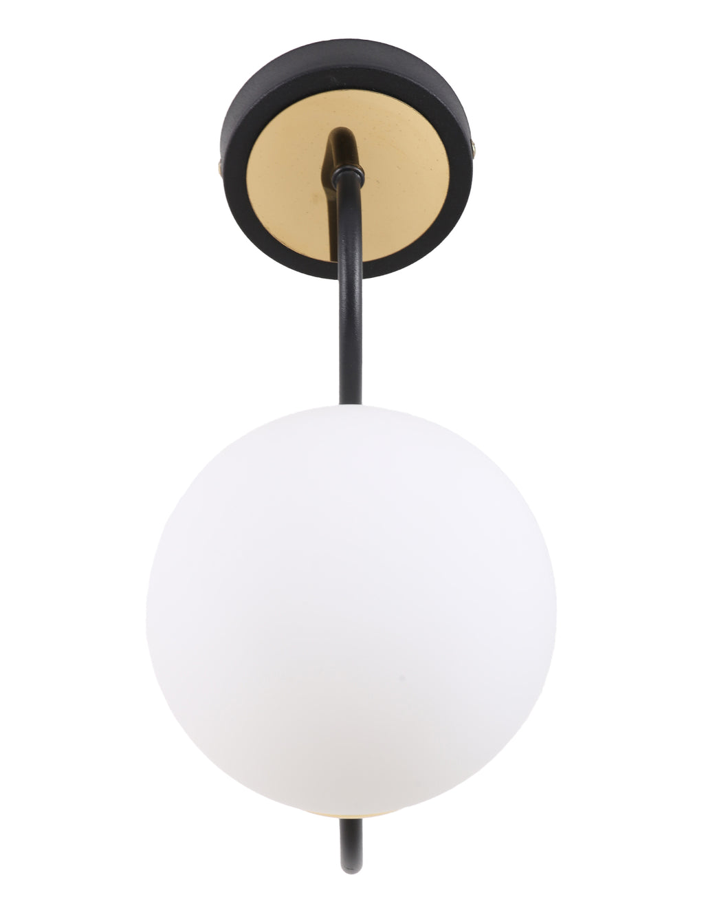 Applique murale globe blanc opalin noir mat et laiton