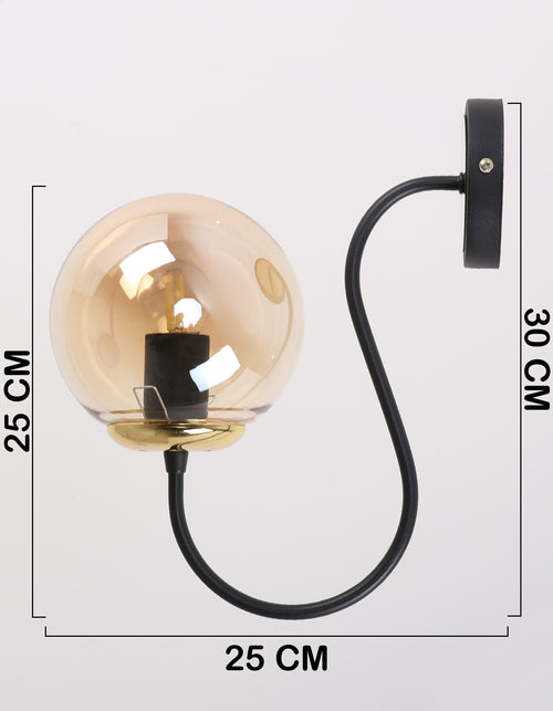 Applique murale globe ambré noir mat et laiton