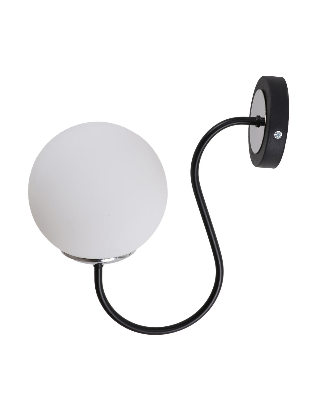 Applique murale globe blanc opalin noir mat
