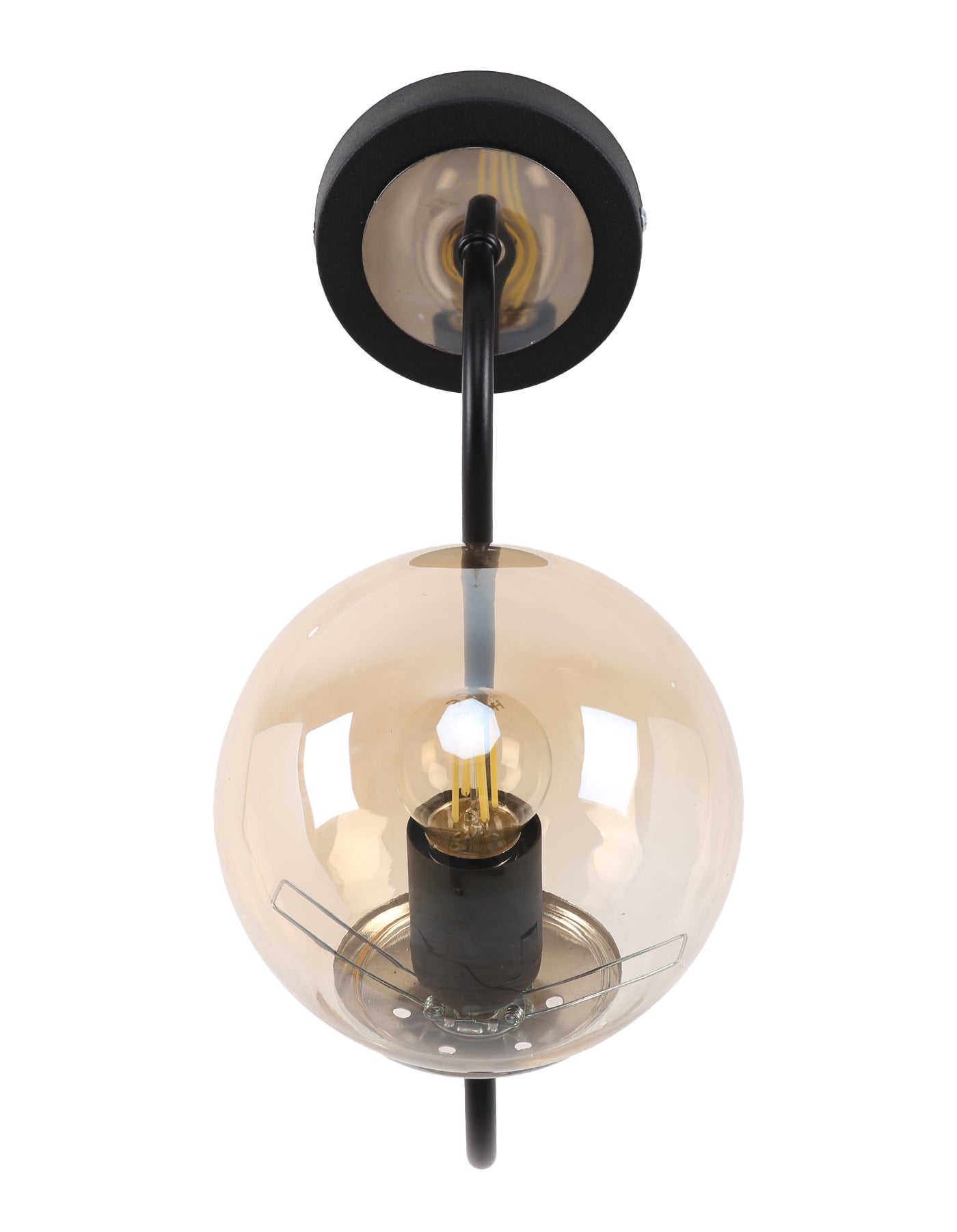 Applique murale globe ambré noir mat