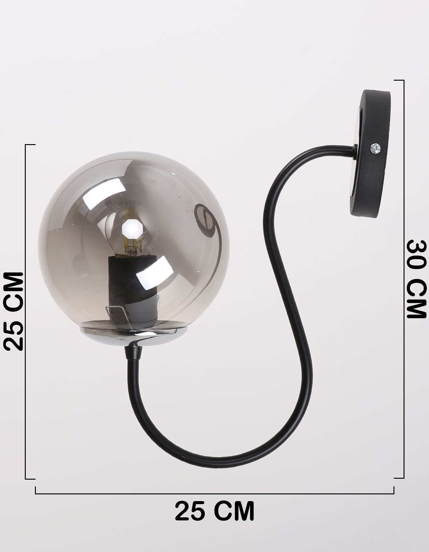 Applique murale globe fumé noir mat