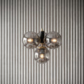Suspension 4 globes ambré noir mat et laiton design moderne IP40
