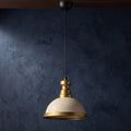 Lustre industriel crème et laiton design vintage