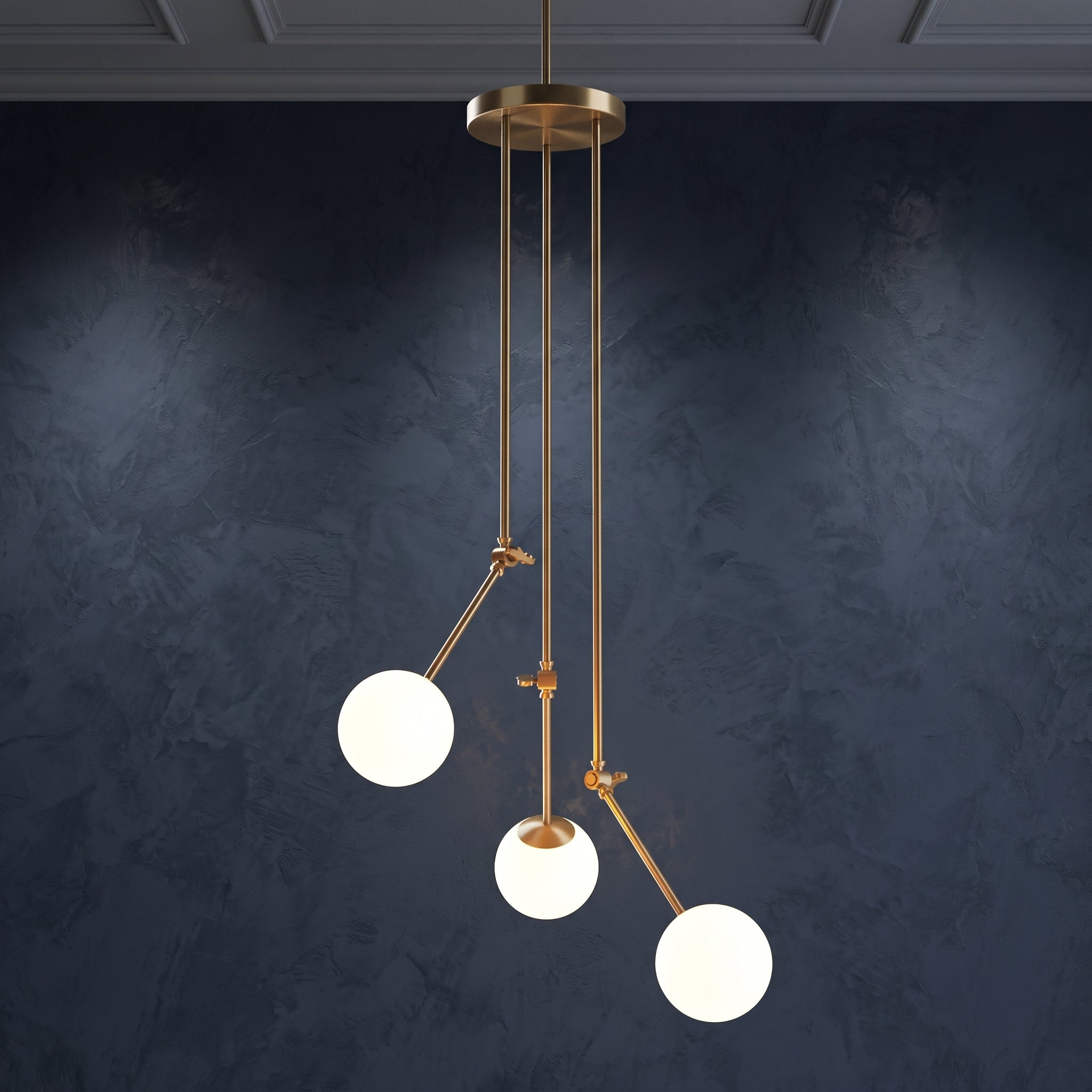 Lustre suspendu 3 globes articulés doré design moderne