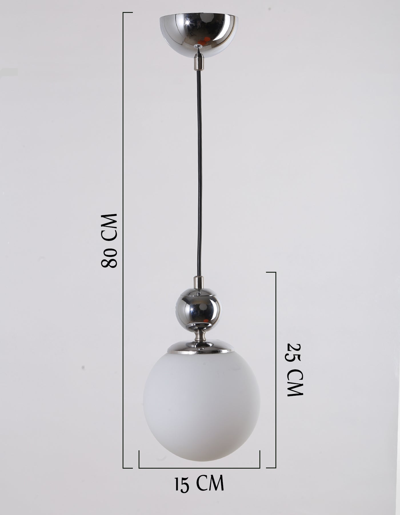 Lustre Suspendu Globe Gris Opale Design Chromé