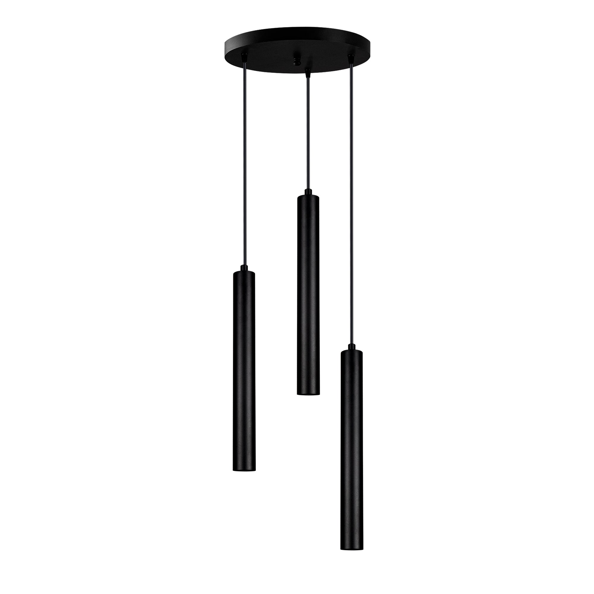 Lustre Suspendu Minimaliste Triple Noir Cylindrique