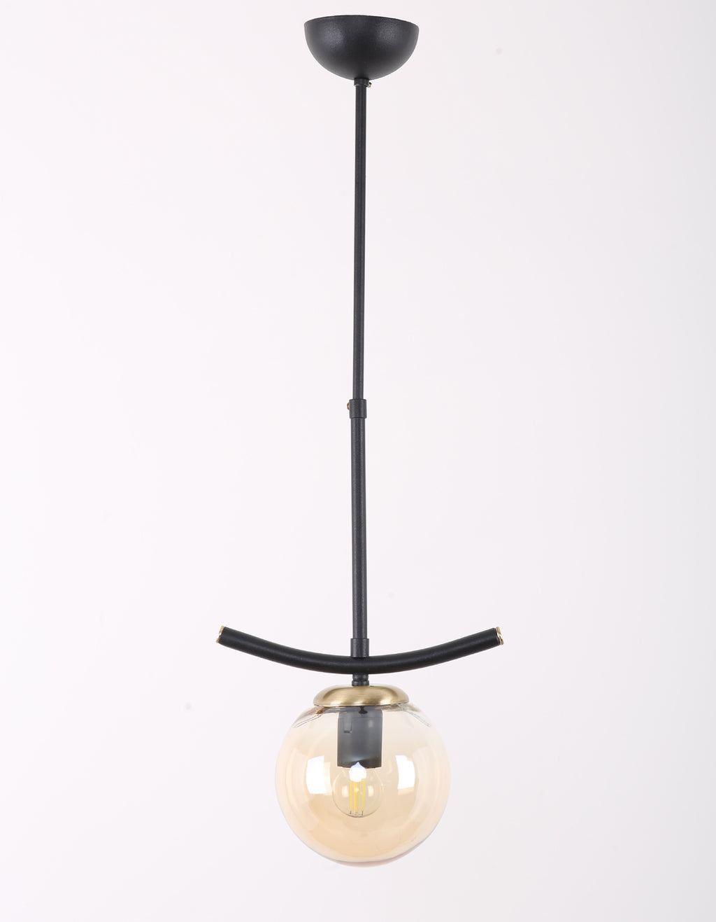 Suspension globe ambré noir et doré