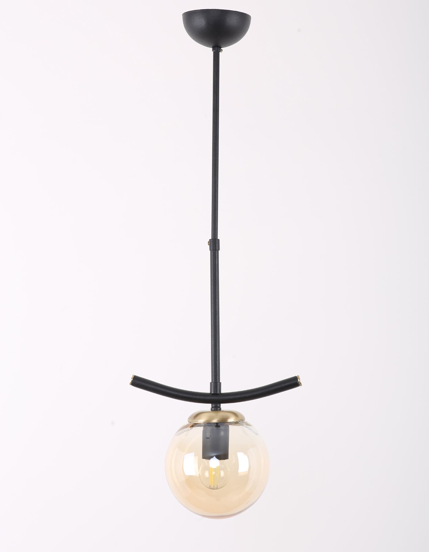 Suspension globe ambré noir et doré