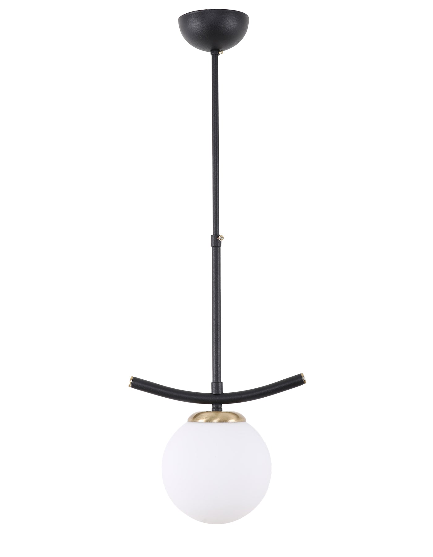 Suspension globe blanc opalin noir et doré