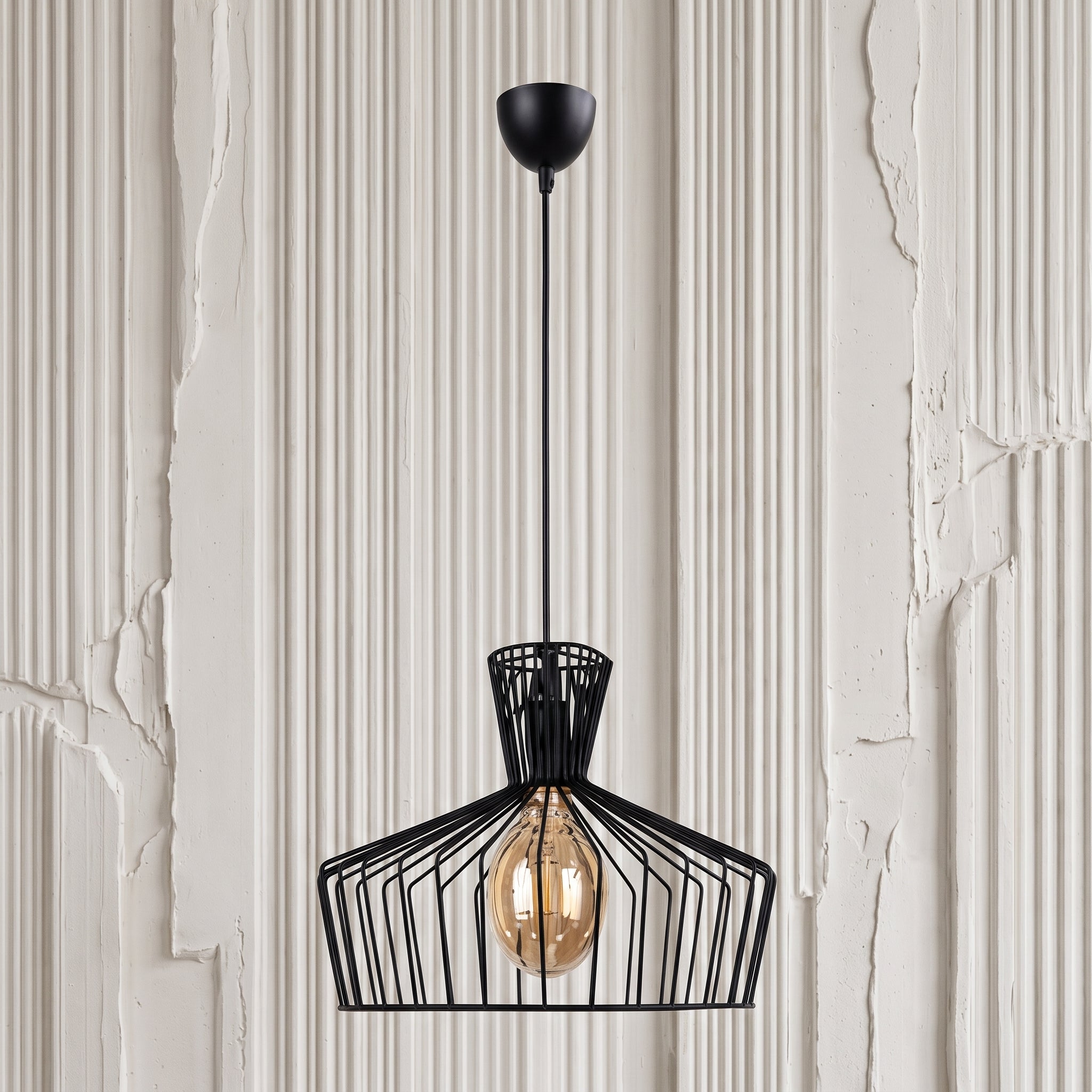 Lustre cage lanterne fil de fer noir 46 cm