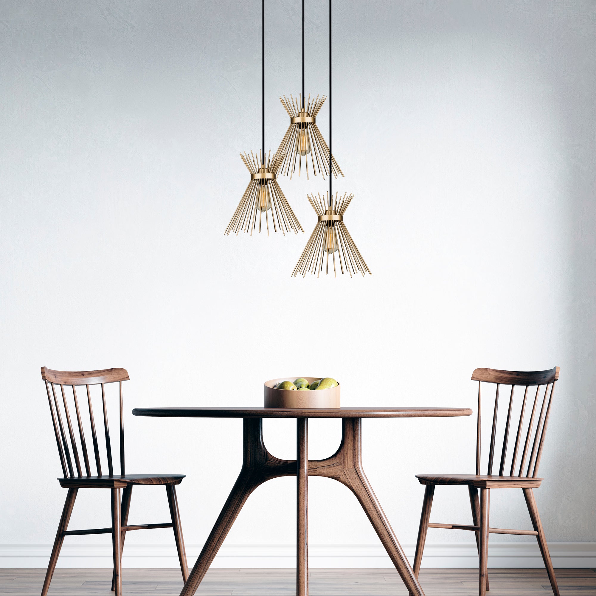 Lustre Suspendu Design Starburst Triple Doré