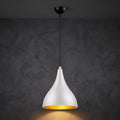 Lustre goutte blanc mat et or intérieur design moderne