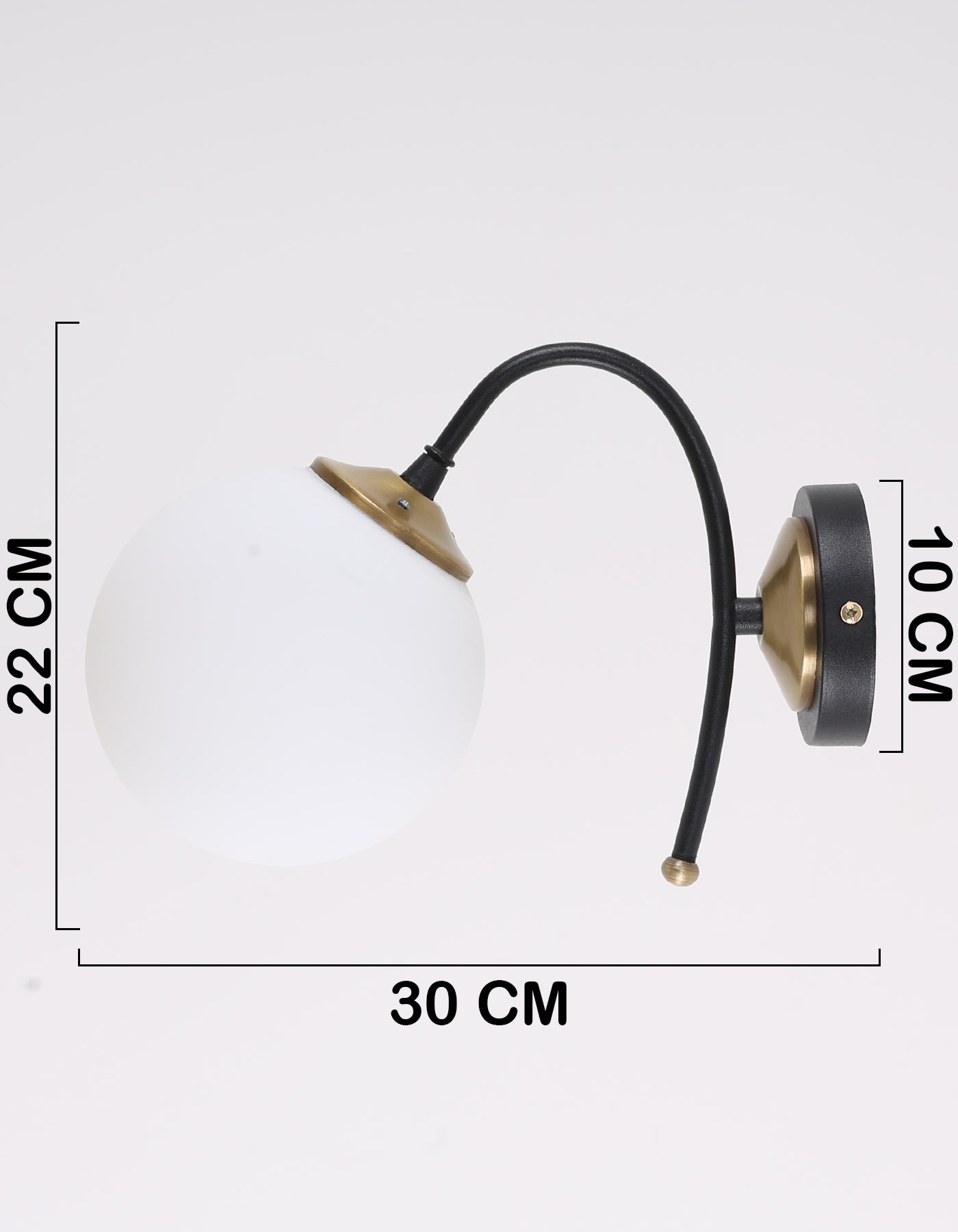 Applique Murale Globe Blanc Opale Structure Noire Détails Dorés Design Moderne