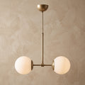 Suspension 2 globes blanc opalin finition laiton design moderne IP40