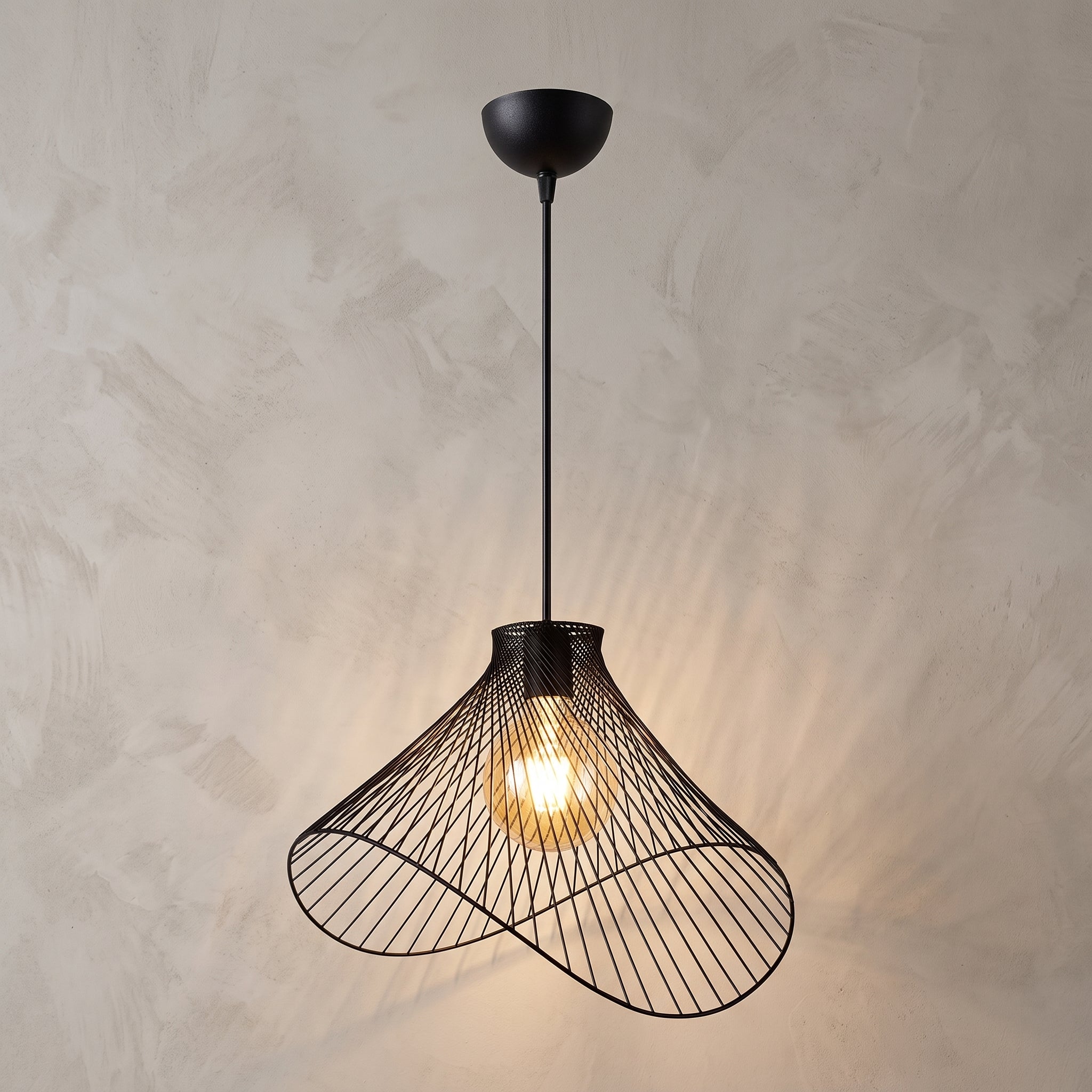 Lustre floral fil de fer noir 50 cm design contemporain