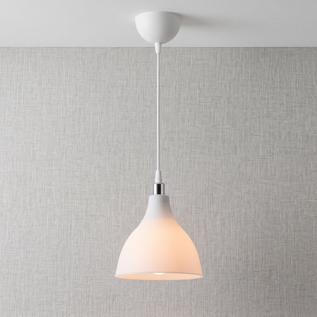 Lustre suspendu blanc moderne forme cloche design minimaliste