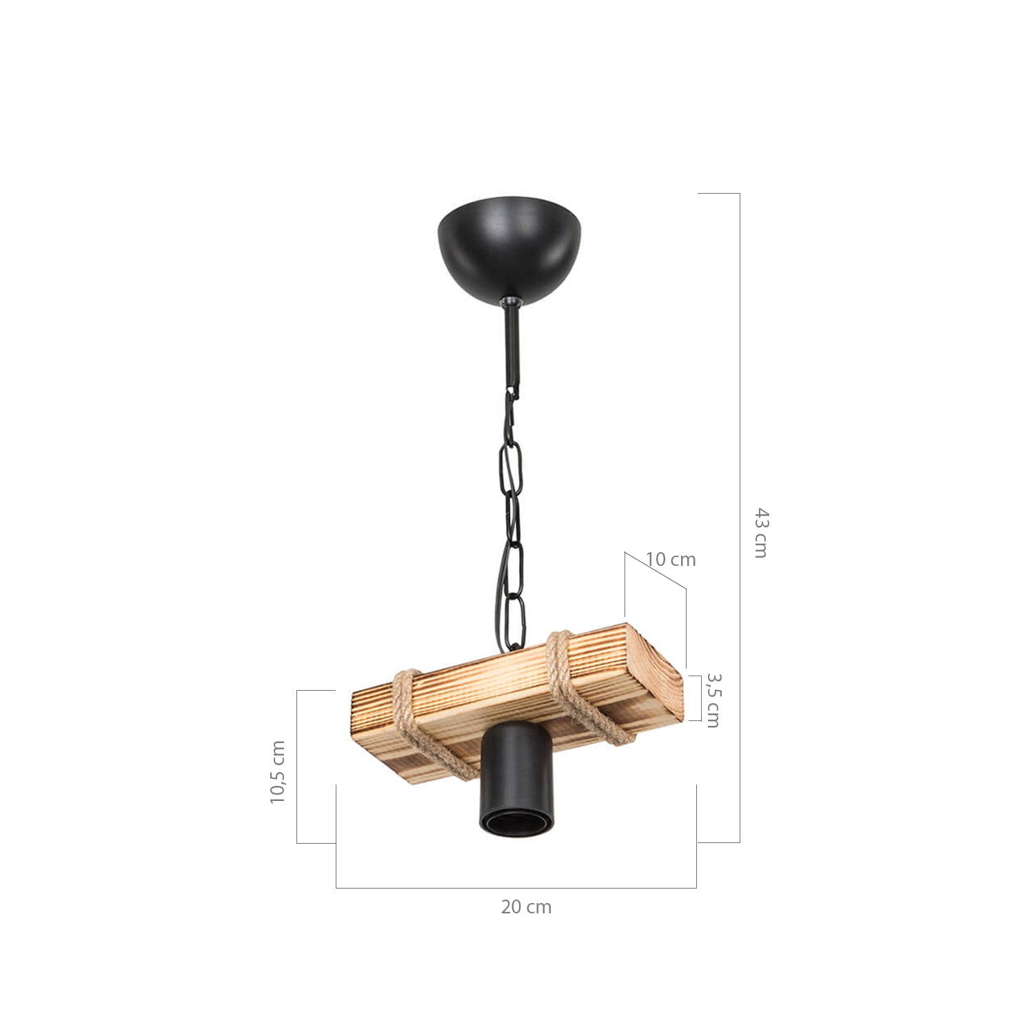 Lustre Suspendu Rustique Poutre en Bois