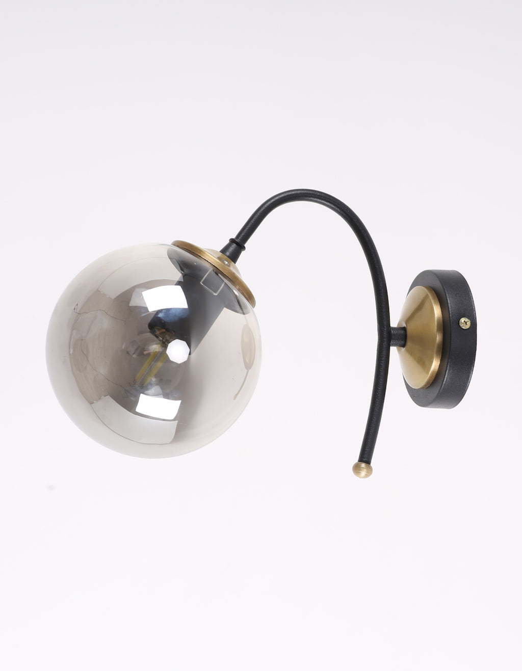 Applique Murale Globe Fumé Transparent Finition Chromée Détails Dorés Design Moderne