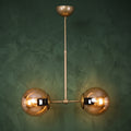 Suspension 2 globes ambré finition laiton design moderne IP40
