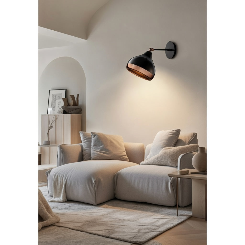 Applique murale orientable noir mat liseré rose gold style industriel – Lumidestock