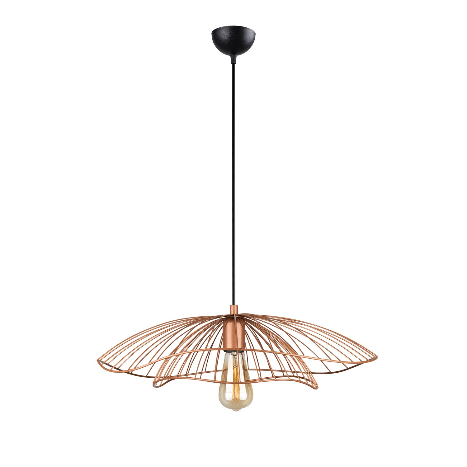Lustre Suspendu Fil de Fer Cuivré - Design Contemporain