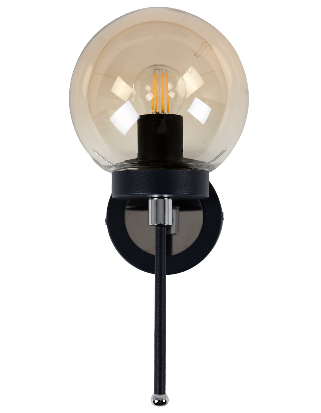 Applique murale globe ambre noir et chrome